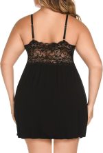Plus Size Lace Modal Chemise, V Neck Full Slip Babydoll Nightgown - Image 2