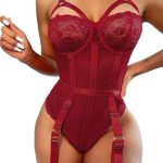 Burgundy Lace Teddy Bodysuit
